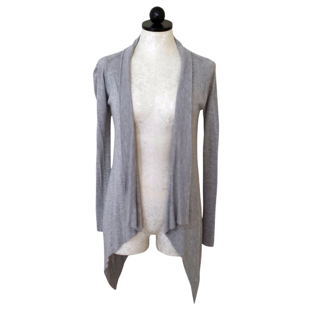 LINE Womens Gray Cashmere Blend Drape Long Sleeve Cardigan Sz. XS (Asymmetrical)